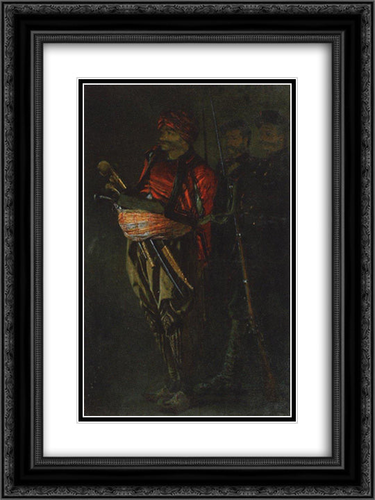 Bashi-bazouk (Albanian) 18x24 Black Ornate Wood Framed Art Print Poster with Double Matting by Vereshchagin, Vasily