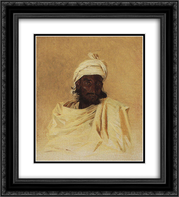 Bhil 20x22 Black Ornate Wood Framed Art Print Poster with Double Matting by Vereshchagin, Vasily