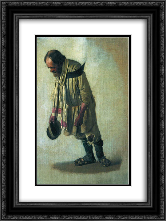 Burlak with the cap in his hand 18x24 Black Ornate Wood Framed Art Print Poster with Double Matting by Vereshchagin, Vasily