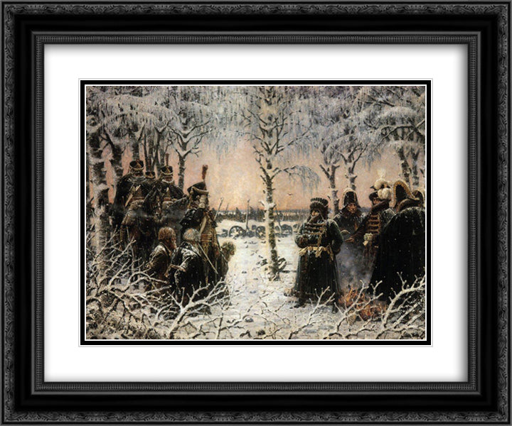 Captured with arms - Shoot them 24x20 Black Ornate Wood Framed Art Print Poster with Double Matting by Vereshchagin, Vasily