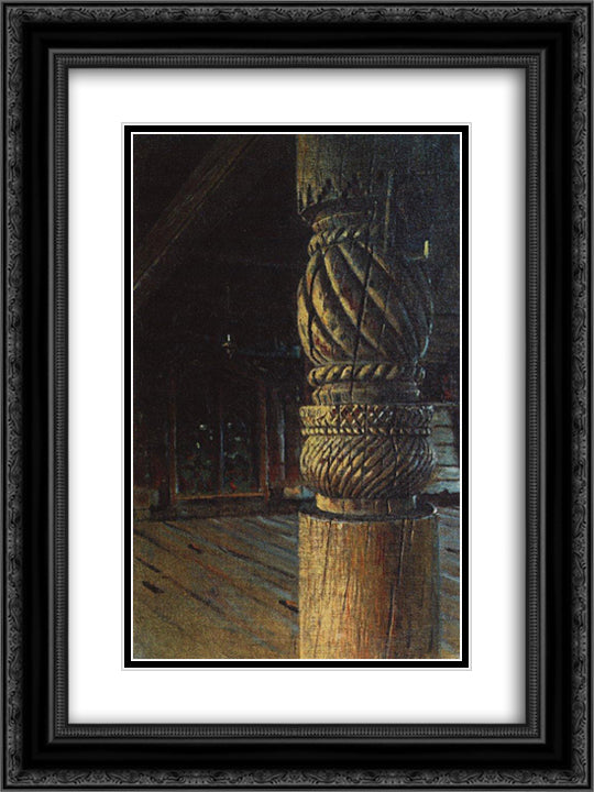 Carved pillar in the refectory of the Petropavlovsk church in the village Puchugi in Vologda province 18x24 Black Ornate Wood Framed Art Print Poster with Double Matting by Vereshchagin, Vasily