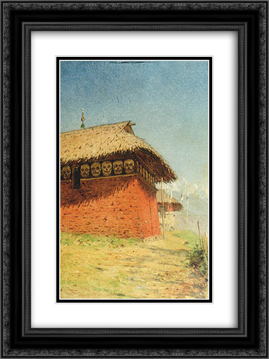 Church of God of War (shrine, Buddhist Temple) 18x24 Black Ornate Wood Framed Art Print Poster with Double Matting by Vereshchagin, Vasily