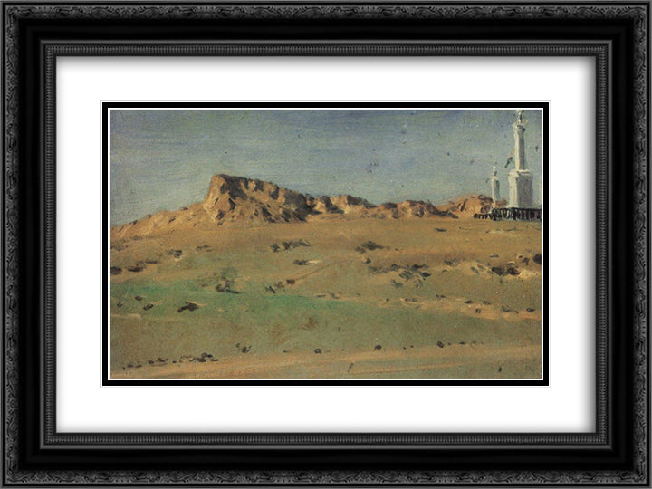 Corner of the Turkish Redoubt Captured on May 30 but Abandoned on May 31 24x18 Black Ornate Wood Framed Art Print Poster with Double Matting by Vereshchagin, Vasily