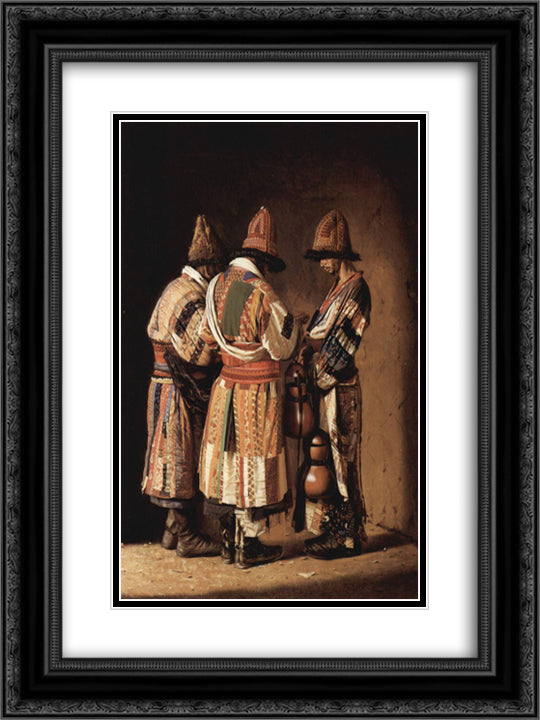 Dervishes in holiday costumes. Tashkent 18x24 Black Ornate Wood Framed Art Print Poster with Double Matting by Vereshchagin, Vasily