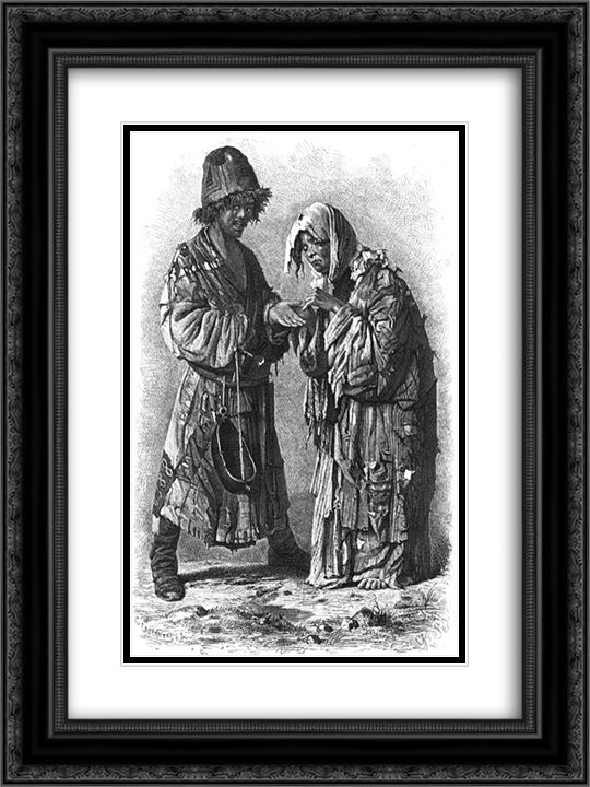 Douvana (Begging dervishes) 18x24 Black Ornate Wood Framed Art Print Poster with Double Matting by Vereshchagin, Vasily