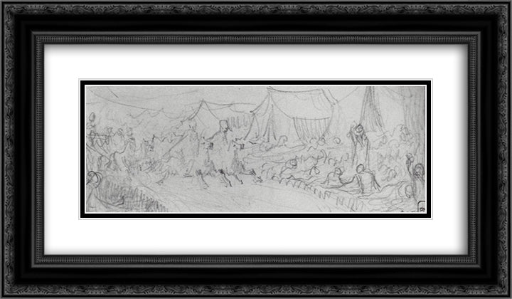 Dressing station 24x14 Black Ornate Wood Framed Art Print Poster with Double Matting by Vereshchagin, Vasily