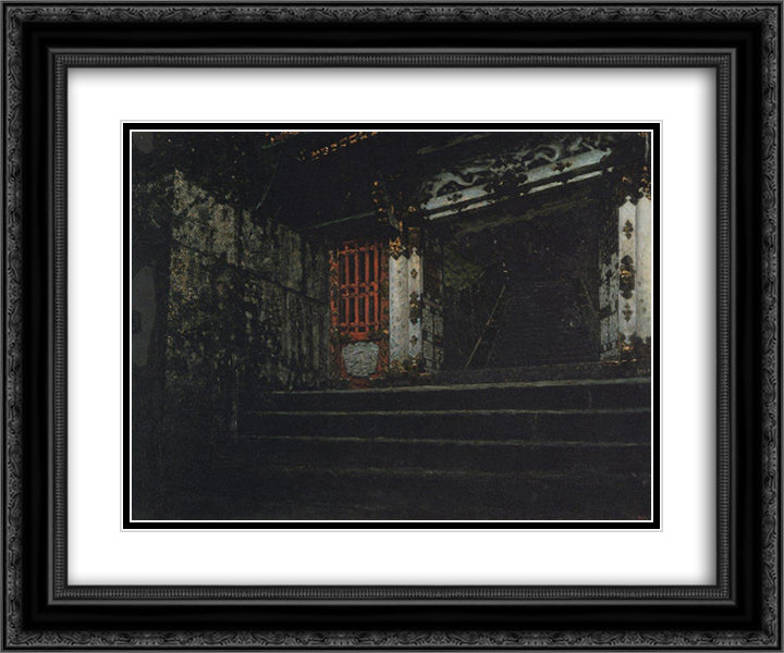 Entrance to a Temple in Nikko 24x20 Black Ornate Wood Framed Art Print Poster with Double Matting by Vereshchagin, Vasily