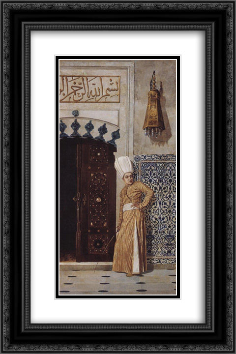 Eunuch at the door of the harem 16x24 Black Ornate Wood Framed Art Print Poster with Double Matting by Vereshchagin, Vasily