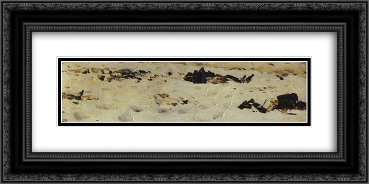 Frozen corpses of Turkish soldiers 24x12 Black Ornate Wood Framed Art Print Poster with Double Matting by Vereshchagin, Vasily