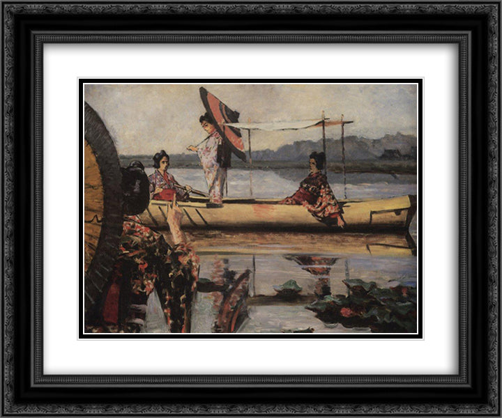 In a Boat 24x20 Black Ornate Wood Framed Art Print Poster with Double Matting by Vereshchagin, Vasily