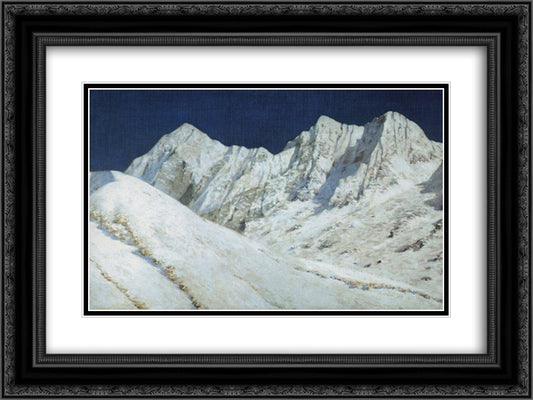 In India. Himalayas snow 24x18 Black Ornate Wood Framed Art Print Poster with Double Matting by Vereshchagin, Vasily