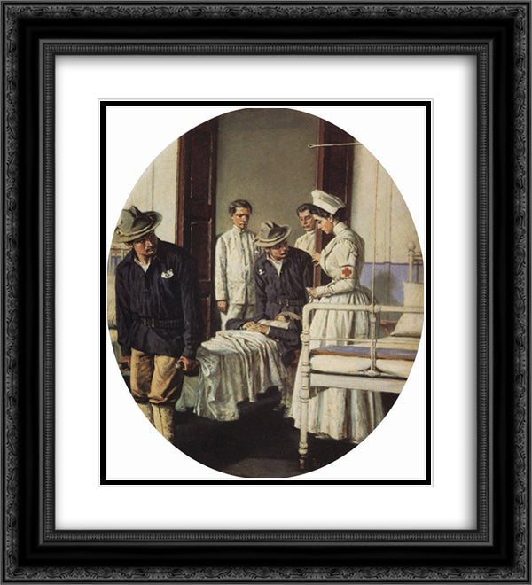 In the Hospital 20x22 Black Ornate Wood Framed Art Print Poster with Double Matting by Vereshchagin, Vasily