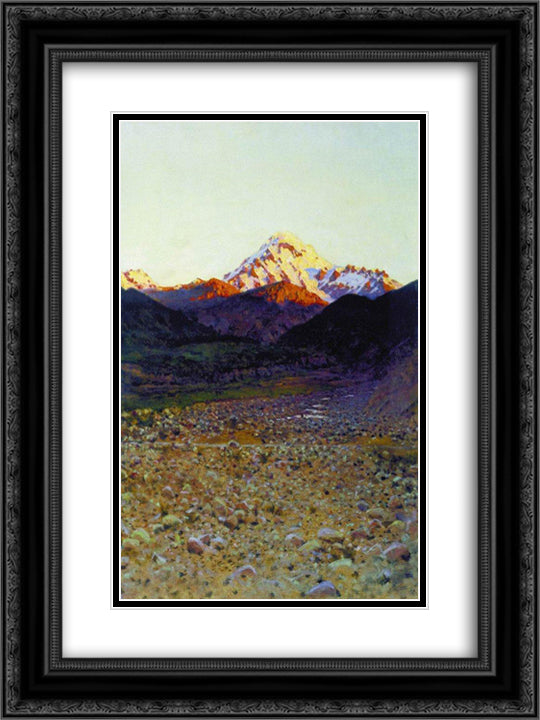In the mountains 18x24 Black Ornate Wood Framed Art Print Poster with Double Matting by Vereshchagin, Vasily