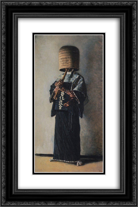 Japanese Beggar 16x24 Black Ornate Wood Framed Art Print Poster with Double Matting by Vereshchagin, Vasily