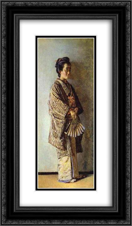 Japanese Woman 14x24 Black Ornate Wood Framed Art Print Poster with Double Matting by Vereshchagin, Vasily
