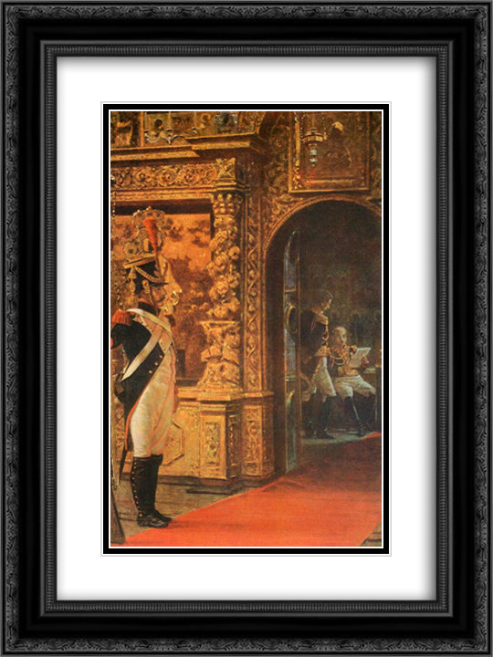 Marshal Davout in the Chudovo Convent 18x24 Black Ornate Wood Framed Art Print Poster with Double Matting by Vereshchagin, Vasily