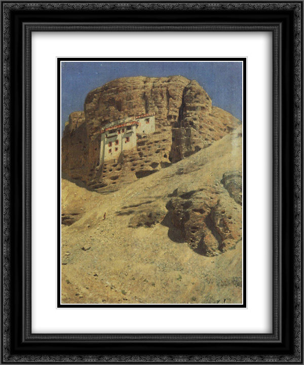 Monastery in a Rock. Ladakh 20x24 Black Ornate Wood Framed Art Print Poster with Double Matting by Vereshchagin, Vasily