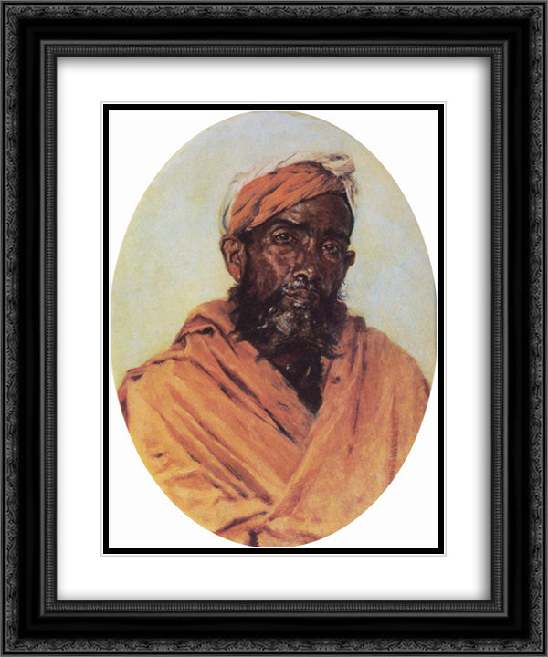 Moslem Servant 20x24 Black Ornate Wood Framed Art Print Poster with Double Matting by Vereshchagin, Vasily