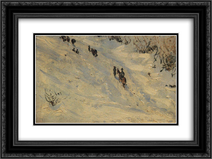 Moving columns of M.D. Skobelev through the Balkans 24x18 Black Ornate Wood Framed Art Print Poster with Double Matting by Vereshchagin, Vasily