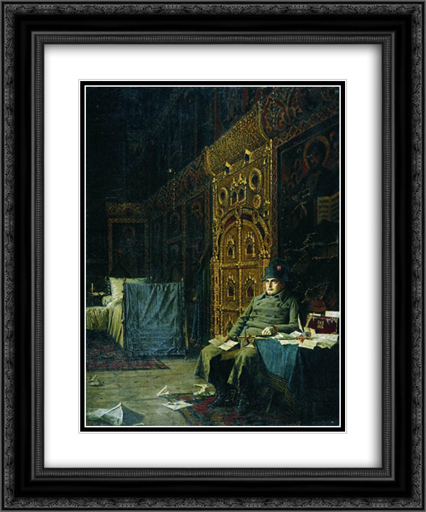 On the Way. Bad News From France 20x24 Black Ornate Wood Framed Art Print Poster with Double Matting by Vereshchagin, Vasily