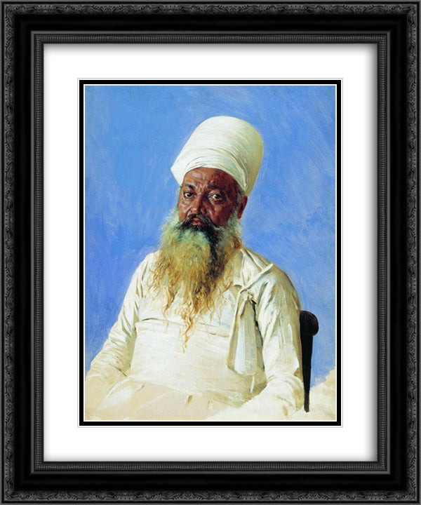 Parsi priest (fire-worshiper). Bombay 20x24 Black Ornate Wood Framed Art Print Poster with Double Matting by Vereshchagin, Vasily