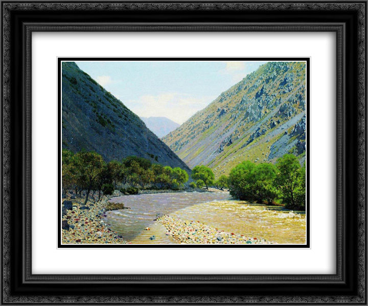 Passage of Barskaun 24x20 Black Ornate Wood Framed Art Print Poster with Double Matting by Vereshchagin, Vasily