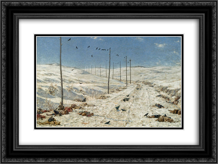 Road of the War Prisoners 24x18 Black Ornate Wood Framed Art Print Poster with Double Matting by Vereshchagin, Vasily