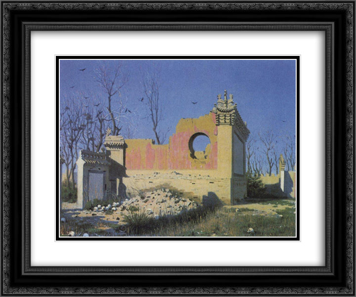 Ruins of a Theater in Chuguchak 24x20 Black Ornate Wood Framed Art Print Poster with Double Matting by Vereshchagin, Vasily