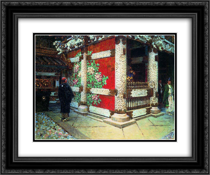 Sinto Temple in Nikko 24x20 Black Ornate Wood Framed Art Print Poster with Double Matting by Vereshchagin, Vasily