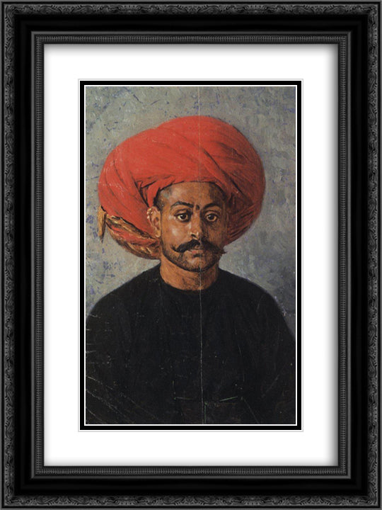 Sowar, the Messenger of the Government 18x24 Black Ornate Wood Framed Art Print Poster with Double Matting by Vereshchagin, Vasily