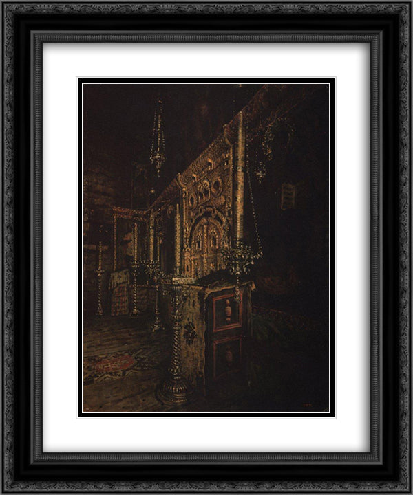 The iconostasis of the church of John the Theologian on Ishna near Rostov Yaroslavsky 20x24 Black Ornate Wood Framed Art Print Poster with Double Matting by Vereshchagin, Vasily