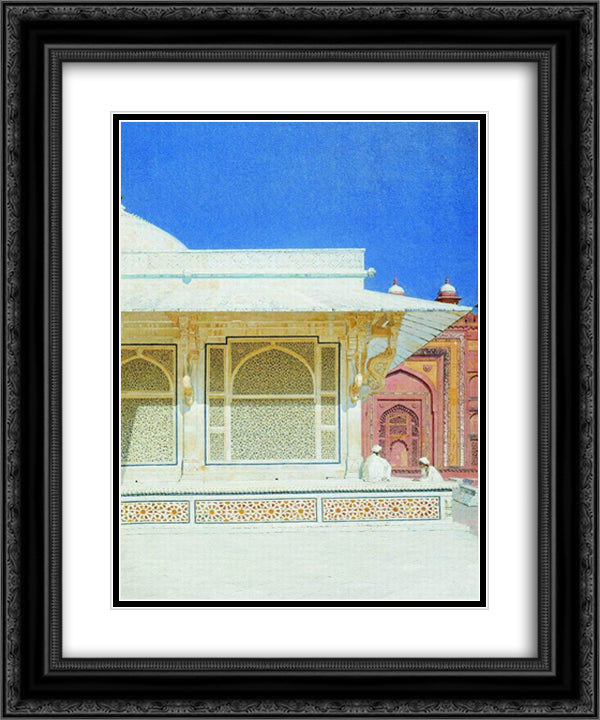 Tomb of Sheikh Salim Chishti in Fatehpur Sikri 20x24 Black Ornate Wood Framed Art Print Poster with Double Matting by Vereshchagin, Vasily
