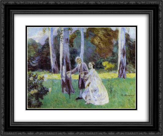 A Walk 24x20 Black Ornate Wood Framed Art Print Poster with Double Matting by Borisov Musatov, Victor