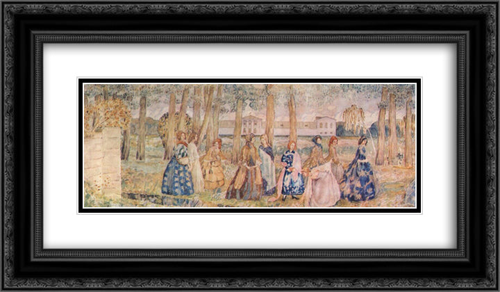 Autumn Evening (sketch for a panel) 24x14 Black Ornate Wood Framed Art Print Poster with Double Matting by Borisov Musatov, Victor