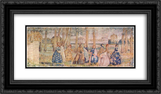 Autumn Evening (sketch for a panel) 24x14 Black Ornate Wood Framed Art Print Poster with Double Matting by Borisov Musatov, Victor