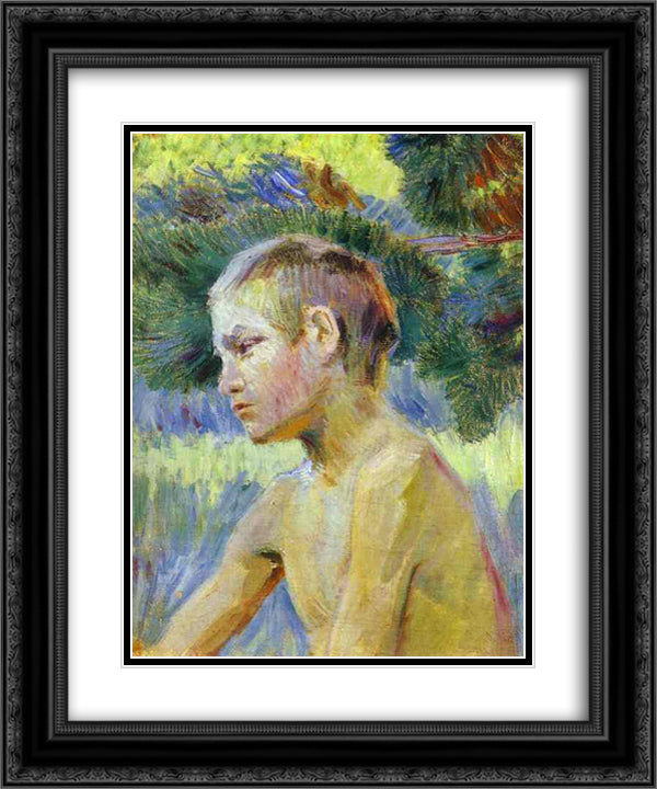 Boy Seated 20x24 Black Ornate Wood Framed Art Print Poster with Double Matting by Borisov Musatov, Victor