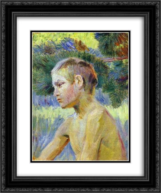 Boy Seated 20x24 Black Ornate Wood Framed Art Print Poster with Double Matting by Borisov Musatov, Victor