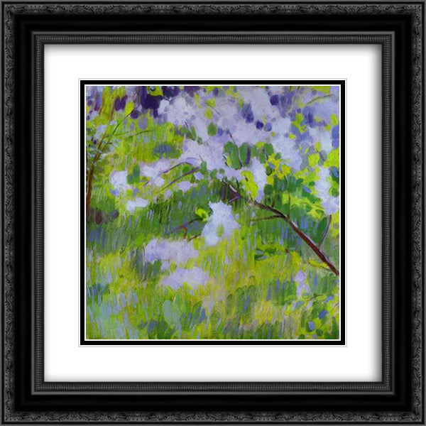 Cherry Trees in Blossom 20x20 Black Ornate Wood Framed Art Print Poster with Double Matting by Borisov Musatov, Victor