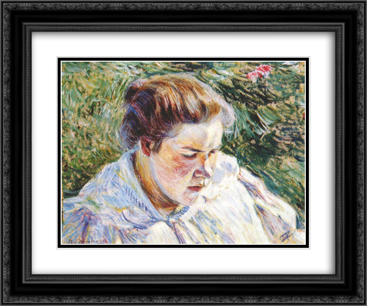 Girl in the Sunlight 24x20 Black Ornate Wood Framed Art Print Poster with Double Matting by Borisov Musatov, Victor