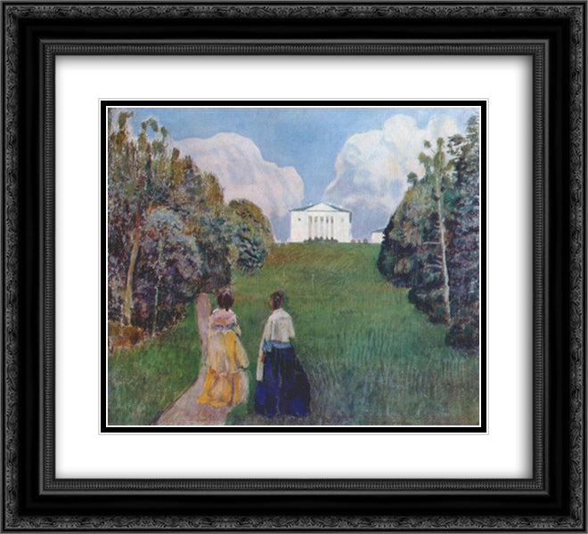 In the Light of the Setting Sun 22x20 Black Ornate Wood Framed Art Print Poster with Double Matting by Borisov Musatov, Victor