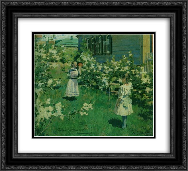May Flowers 22x20 Black Ornate Wood Framed Art Print Poster with Double Matting by Borisov Musatov, Victor