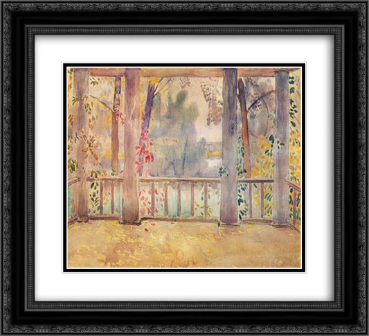 On a Balcony in Tarusa 22x20 Black Ornate Wood Framed Art Print Poster with Double Matting by Borisov Musatov, Victor