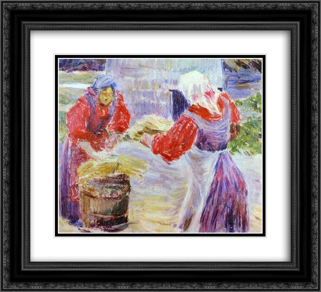 Peasant Women 22x20 Black Ornate Wood Framed Art Print Poster with Double Matting by Borisov Musatov, Victor