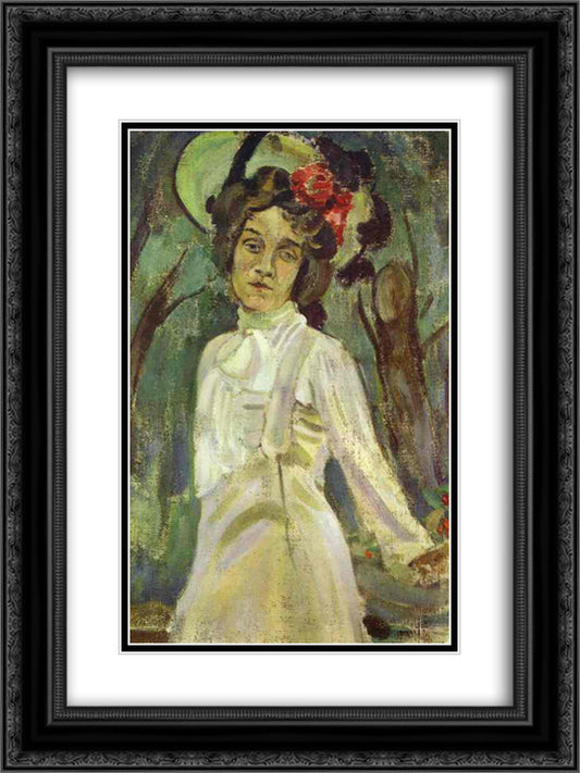 Portrait of Nadezhda Staniukovich 18x24 Black Ornate Wood Framed Art Print Poster with Double Matting by Borisov Musatov, Victor