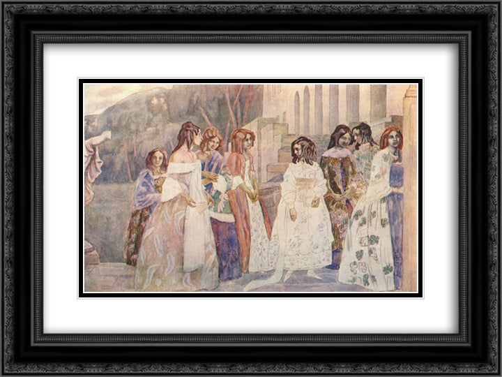 Requiem 24x18 Black Ornate Wood Framed Art Print Poster with Double Matting by Borisov Musatov, Victor