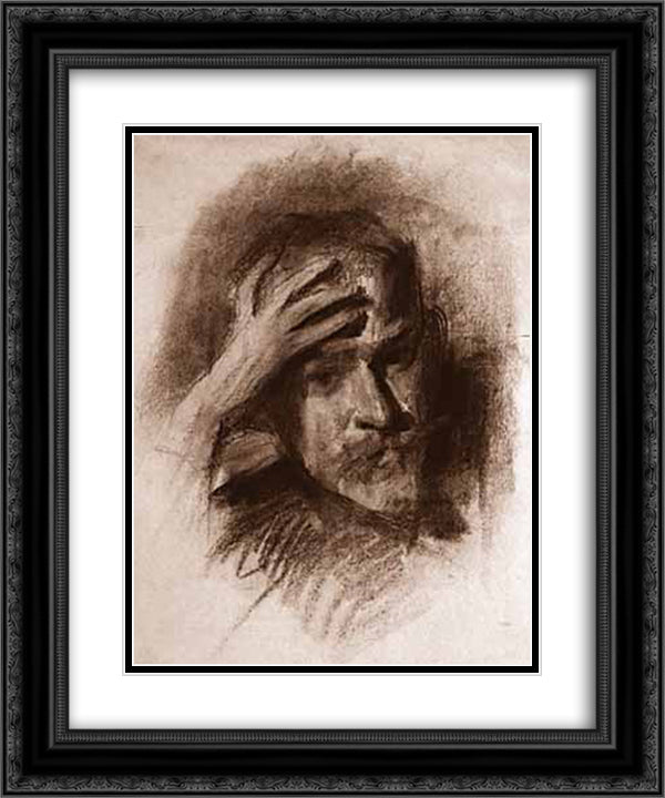 Self Portrait 20x24 Black Ornate Wood Framed Art Print Poster with Double Matting by Borisov Musatov, Victor