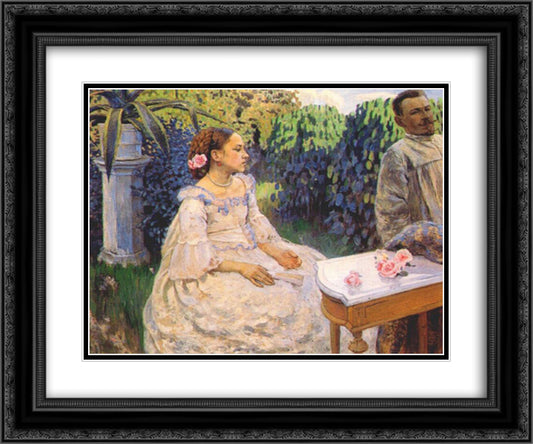 Self Portrait with Sister 24x20 Black Ornate Wood Framed Art Print Poster with Double Matting by Borisov Musatov, Victor