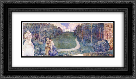 Slumber Divine (sketch for a panel) 24x14 Black Ornate Wood Framed Art Print Poster with Double Matting by Borisov Musatov, Victor