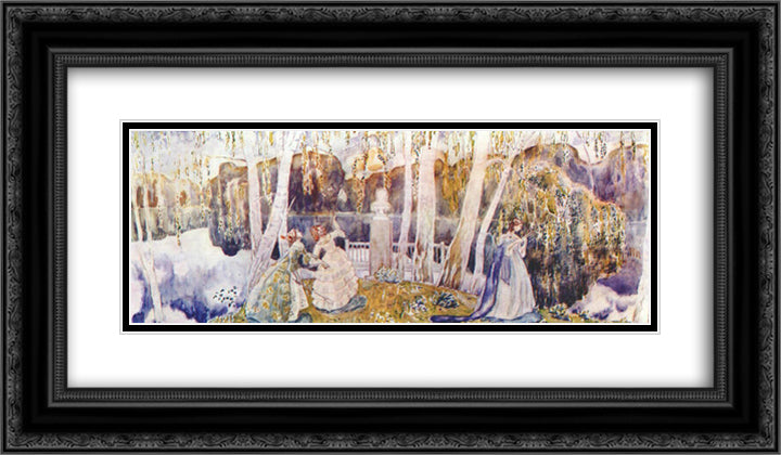 Spring Tale (sketch for a panel) 24x14 Black Ornate Wood Framed Art Print Poster with Double Matting by Borisov Musatov, Victor