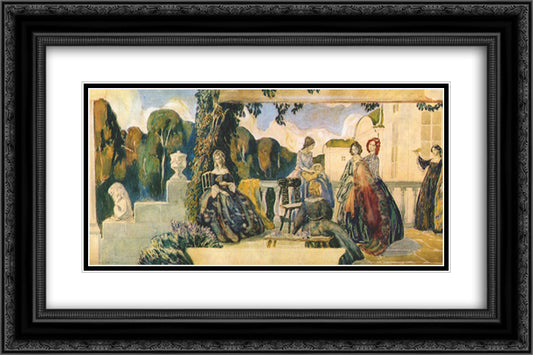 Summer Melody (sketch for a panel) 24x16 Black Ornate Wood Framed Art Print Poster with Double Matting by Borisov Musatov, Victor